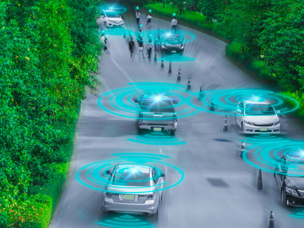 Auto's die door een bos rijden worden automatisch herkend met behulp van sensoren